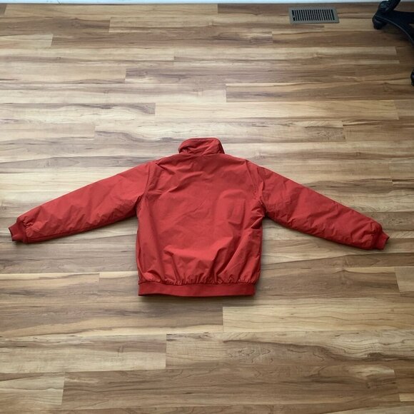 L.L Bean Coat Mens Medium Red Orange Thinsulate Bomber Jacket Fleece Lined Zip - Picture 7 of 13